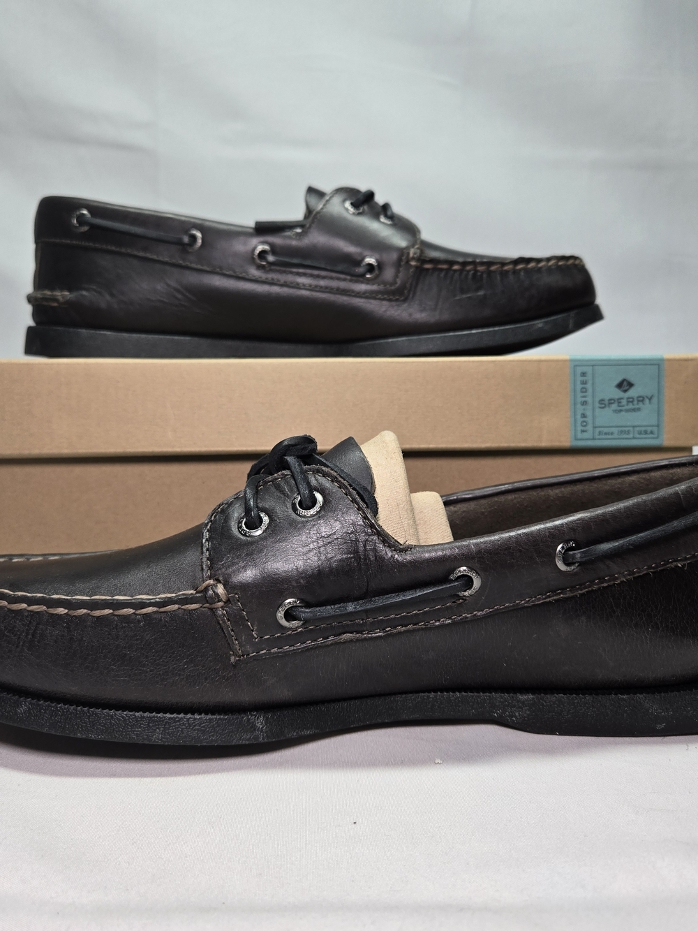 SPERRY Authentic Original 2-Eye Orleans Boat Shoes Men's Size 10.5 Black NIB